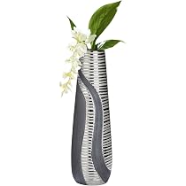 Gilde Flaschenvase, Bradora, gestreift, Keramik, beige, braun, VE 2, L. 19 cm, B. 19
