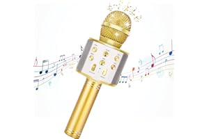 Tikimoon Microfono Wireless di Karaoke per bambini popolare canto microfono Bluetooth senza fili con microfoni portatili parlanti per bambini ragazzi ragazze che imparano i giocattoli （Oro）