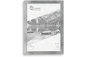 Clamaro 'COLLAGE' picture frame 23x27 handmade | Silver Brushed | modern angular frame made from MDF wood with acrylic glass pane, back board and metal hanger (horizontal and vertical)