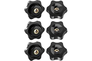 FOMGIIN 6 Tornillos de Estrella M5, Tornillos de Mariposa de 25 mm de Diámetro Exterior, Tuercas de Perilla Palomilla de Sujeción Estrella, Rosca Tornillo de Mariposa Negros, Tuercas de Mariposa
