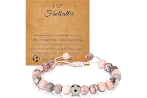 Viojrlly Bracciale da Calcio Pietra Naturale Rosa Ispiratori Regalo di Calciatore Compleanno per Ragazze Adolescente Donne Amica Gioiell Curativo per Squadra Sportiva di Calcio