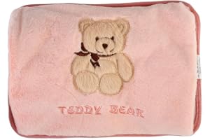 MOMENT Electric Hot Water Bag, Rechargeable Heating Bags with Bear Pattern Soft Plush Cover, Hot Water Bottle Heat Pouch for Pain Relief and and Hand & Feet Warmth (Assorted Color)