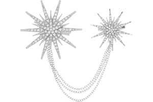 TENDYCOCO Full Drill Brooch - Sparkly Silver Star Brooch with Crystal Rhinestones 5 5Cm Decorative Pin for Women S Fashion Accessories