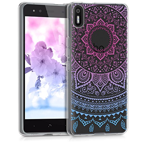 kwmobile Funda para bq Aquaris X5 - Carcasa de  TPU  para m  vil y dise  o de Sol hind   en  Azul Rosa Fucsia Transparente 