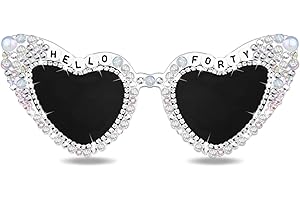 Tbay 40th Birthday Glasses for Women, HELLO FORTY Sunglasses White 40 Years Old Glasses for Happy Birthday Gifts Bday Deocr Accessories