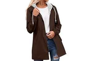GENERIC Mujer Impermeable Color Sólido con Capucha - Parka Impermeable Mujer De Cremallera Montaña Running Chic Impermeables Slim Fit Ligera Raincoat con Bolsillo