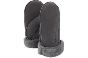Rohn Moden Lammfell Fausthandschuhe, Fäustlinge Arber für Damen und Herrn aus 100% weichem spanischem Merino Schaffell in grau