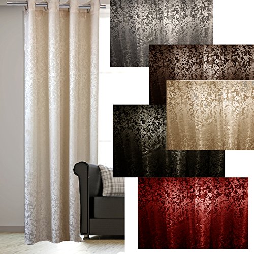 Ösenschal von JEMIDI Ösengardine Ösen Blickdicht 140cm x 245cm Ösengardine Schal Vorhang Dekoschal (Champagner) - 2
