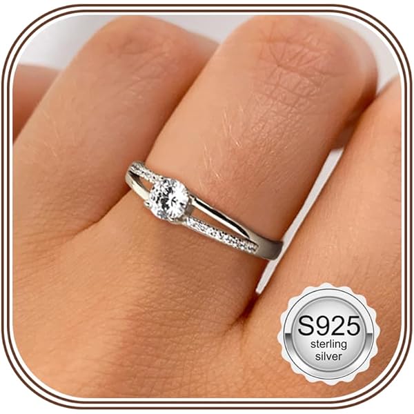 Bague Femme Argent 925 Zircone Cubique Réglable JeweBella - Alliance Élégante Mariage Et Anniversaire