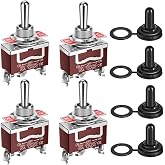 Gebildet 4 Waterproof Momentary Lever Switches 20A-12VDC/10A -24VDC, 20A-125VAC/10A -250 Vac DPDT 3 Pins ON/Off/ON Rocker Swi