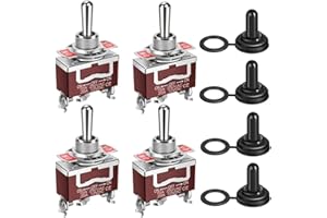 Gebildet 4pièces Interrupteur à Bascule Momentané Etanche 20A-12VCC/10A -24VDC, 20A-125VAC/10A -250VAC DPDT 3broches on/Off/on Interrupteur à Bascule + 4capuchons
