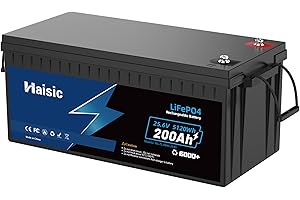 BRINGLUCK2U Haisic 24v 25,6v lifepo4 Lithium Battery 200ah, máximo 5120w, BMS protección de Corte a Alta Temperatura, Doc Profundo, Ciclo soc, Adecuado para autocaravanas, Barcos y Sistemas solares domésticos