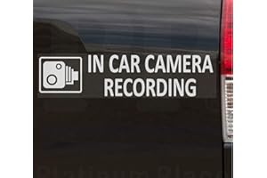 Platinum Place 1 x EXTERNAL 200 x 50mm-In Car Camera Recording Warning Stickers-White on Clear- -CCTV Sign-Van,Lorry,Truck,Taxi,Bus,Mini Cab,Minicab Safety and Security-Go Pro,Dashcam