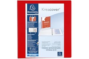 Exacompta - ref. 51845RE - 1 customizable rigid opaque binder with 3 pockets - 4 D-rings of 60 mm - Spine 90 mm - External dimensions: 32 x 30 cm - Format to be filed A4 Maxi - Colour: red