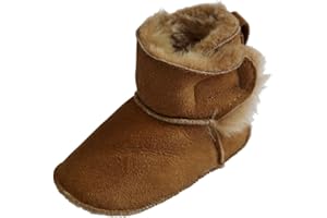 Hollert Baby Lammfellschuhe - MIT KLETTVERSCHLUSS UNISEX Kinder Hausschuhe Boots Merino Schaffell