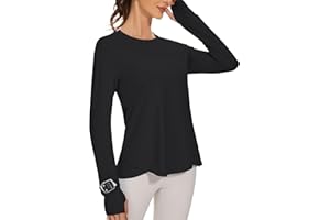 IECCP Workout Shirts for Women Long Sleeve Athletic Tops UPF 50+ Sun Shirts Rashguard with Thumbhole and Watching Window