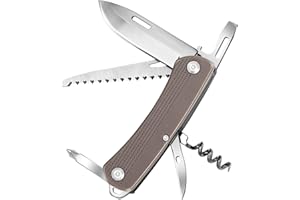 ZIMAIC Taschenmesser, Multitool Klappmesser, Vatertag Geschenk, Schweizer Messer Taschenwerkzeug (7 Funktionen, Einhand-Edelstahlklinge, Korkenzieher, Holzsäge) für Campen und Notfälle (Grau)