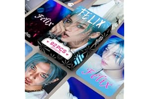 SKLTN 92Pcs Stray Kids Felix Photocards 樂-STAR Stray Kids Nouvel Album Cards Stray Kids Felix Mini Merch PhotoCards Stray Kids Poster Lomo 60 cartes et 32 autocollants Cadeau pour Stay