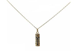 ASCALIDO Ensemble pendentif amulette porte bonheur Tahitien tiki sagesse et sa chaine 50cm en vrai plaqué Or 18k noir neuf et avec coffret