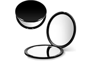 Bremorou Małe lusterko do torebki, kompaktowe lusterko do torebki, dwustronne powiększenie, przenośne podróżne lusterka do makijażu, mini kieszonkowe lusterka dla mężczyzn i kobiet, okrągłe, czarne