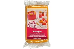 FunCakes Marzipan Golden Yellow: Easy to Use, Delicious Taste, Flexible and Smooth, Easy to Roll Out, Fine and Firm, Perfect for Cake Decorating, Halal, Kosher and Gluten Free. 250 g.