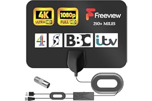 WEHOOM Zimmerantenne DVB-T2 mit Verstärker, Zimmerantenne für Fernseher, DVB-T2 Antenne, TV Antenne, Verbessertes Signal, 5M Koaxialkabel Unterstützt 4K 1080P Kostenlose Kanäle für TV/Radio Lokale TV-Kanäle