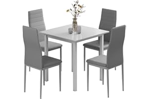 JEFFORDOUTLET Dining Table and Chairs Set 4, Square Kitchen Table Modern Chairs for Dining Room Kitchen