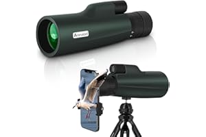 Anruzon 10-30x50 HD Monokular Teleskop, Hochleistungs Vergrößerungs Monokular mit Smartphone Halter, drehbarem Stativ, BAK4-Prisma und FMC für Wildtiere, Konzerte, Camping, Landschaft