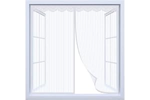 GYCQRS Magnetic Window Screen, Window Fly Screen with Tape and Closing Magnets,Mesh Fly Curtain Mosquito Net for Windows, White Window Transparent Fly Screen - (Width) 175cmx(Height) 115cm