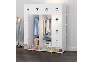 LANTUS Armoire de rangement portable, étagère de rangement, cubes de rangement modulaires en plastique, montage facile pour vêtements, accessoires, jouets, 4 étages