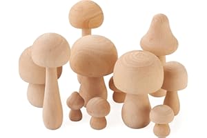 CHERISWELRY Cheriswely, set di funghi in legno, 23 confezioni di funghi naturali incompiuti in tinta unita, funghi non verniciati, per fai da te, progetti di artigianato, decorazione per la casa