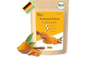 Detox Organica Kurkuma Pulver Bio 250g, Turmeric und Goldene Milch Pulver 100% Vegan und ohne Zusatzstoffe, Curcuma Latte, golden milk powder, Kurkumapulver aus kontrolliert biologischem Anbau