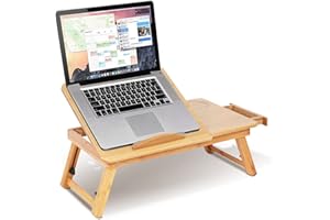 EJOYOUS Scrivania Portatile in Bambù Regolabile Supporto Laptop Ergonomico per Casa Ufficio Altezza Angolo Regolabili