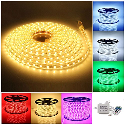 Preisvergleich Produktbild Neverland Flexible 100m Warmweiß LED Lichtband Streifen Strip Lichterschlauch Stripe Leiste Lichterkette 60 LEDs / M Lichtschlauch wasserdicht IP65 Mit 23 Key Fernbedienung