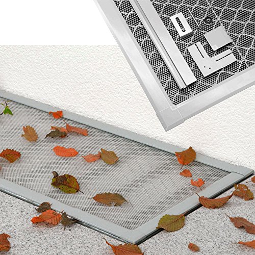 Lichtschachtabdeckung Basic 115 x 60 cm ALU Rahmen + EVA Gewebe individuell kürzbares Schutzgitter, einfache Montage ohne Bohren