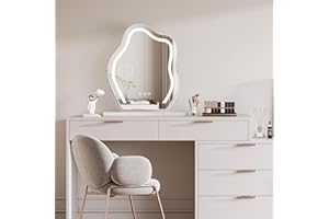 Moziel Specchio da Trucco 58X50CM Hollywood con Luci da Tavolo, Tre Colori di Luce e Funzione di Luminosità Regolabile, Rotazione di 180°