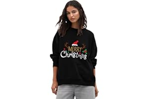 NetSetUK Womens Christmas Long Sleeve Fleece Knitted Jumper Pullover Xmas Sweatshirt Mery Xmas Reindeer Printed Sizes 8-30