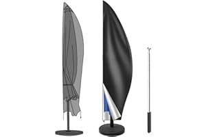 HOMURY Sonnenschirm Schutzhülle mit Stab: Große Wasserdicht Ampelschirm Schutzhülle 280cm Schirmhülle 210D-Oxford Ampelschirm Schutzhülle 2-4 M Schirmhülle, UV-Anti, Outdoor Abdeckung Sonnenschirm