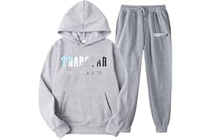 FLYCHEN Uomo Felpa con Cappuccio + Pantaloni Trapstar London shooter Unisex Hoodie Set Jogging Sportiva Stampa 2 Pezzi Felpe con Cappuccio