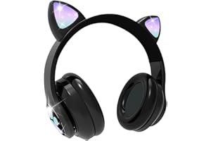 OHAANYY Bluetooth Casque Audio Enfants avec HD Microphone/Lumières LED, Ecouteurs Enfants du Volume Limité 85dB, Son Stéréo Casque Audio Enfants pour Smartphone,iPad,Tablet,Kindle,Ecole (Noir)