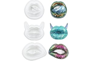 Voyyphixa 3 Pezzi Stampi in Resina Labbra Stampo in Silicone Stampi 3D Labbra per Colata in Resina Epossidica Lips Resin Molds per Argilla Sapone Candela Creazione di Gioielli (Style B)
