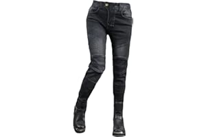 HOMDECR Pantalones vaqueros de moto de corte ajustado para mujer, con protectores de rodilla y cadera, elásticos, ajustados, pantalones de motorista