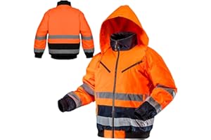 NEO TOOLS Herren wasserdichte Isolierte Arbeit Warnjacke oder Set mit wasserdichte Hose, Gr. S-3XL Gelb/Orange | Sehr Warm, aus Strapazierfähigem 300D-Oxford-Gewebe Arbeitsjacke