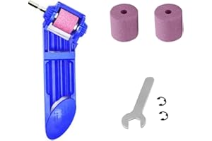 ASTUR GROUP Afilador de Brocas Azul + 2 Muelas Extra Soporte Herramienta Portátil Accesorios Taladro Amoladora Vástago Recto Esmeril Fácil Metal Acero Cobalto HSS Alta Dureza