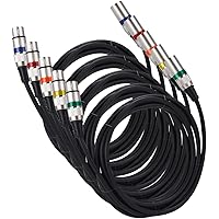 PERMUST 5 Pack XLR-Kabel Mikrofonkabel 3 M 3-poliges symmetrisches XLR-Kabel Stecker auf Buchse DMX-Kabel Mehrfarbiges Mikrof