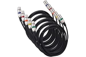 PERMUST 5 Pack Cable de micrófono XLR macho a hembra de 3 pines 3M,cable de conexión de cable de señal DMX Cables Dmx para luz de escenario (conector de metal)