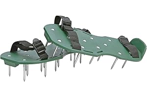 GREENFIELDS Lawn Aerator Shoes Manual Garden Lawn Aerator Spike Shoes With 13 x 5 cm Spikes And Straps Easy to Use & Universal Fit Reusable Durable Lawn Aerator Sandals
