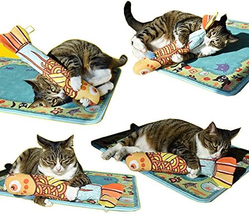 [AIDIYA] Catnip Cat Toy Fish,Cat Scratcher with Catnip and Ring Paper (Gold)