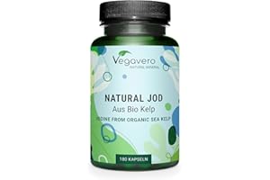 IODIO Naturale BIO Vegavero® | con PureSea® dalla Scozia | Alga Kelp Bruna | 180 capsule | TIROIDE e METABOLISMO | Vegan