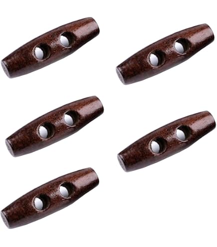12 Holzknöpfe Oval 5,0 X 1,3 Cm – Dunkelbraun, 2 Löcher, Für Mäntel, Jacken & Bastelprojekte